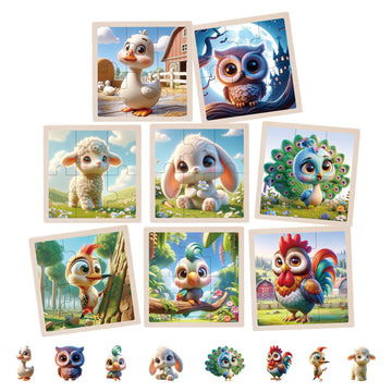 Einzufuf Puzzles For Toddlers 2-4, 8 Packs 6 Pcs Pets Puzzles For Kids Ages 4-6 Montessori Toys Educational Toys - 2 3 4 5 Years