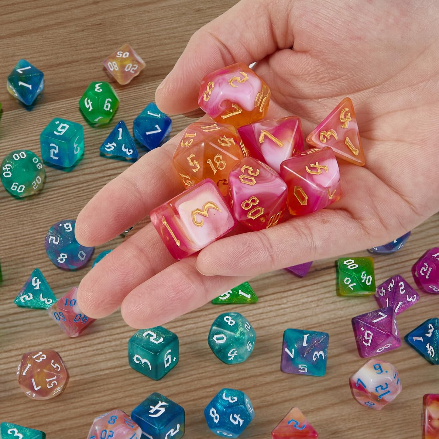 DND Dice Set,10x7 (70 Pieces) Polyhedral Dice with a Large Drawstring Bag Great for Dungeons and Dragons, Role Playing RPG MTG T