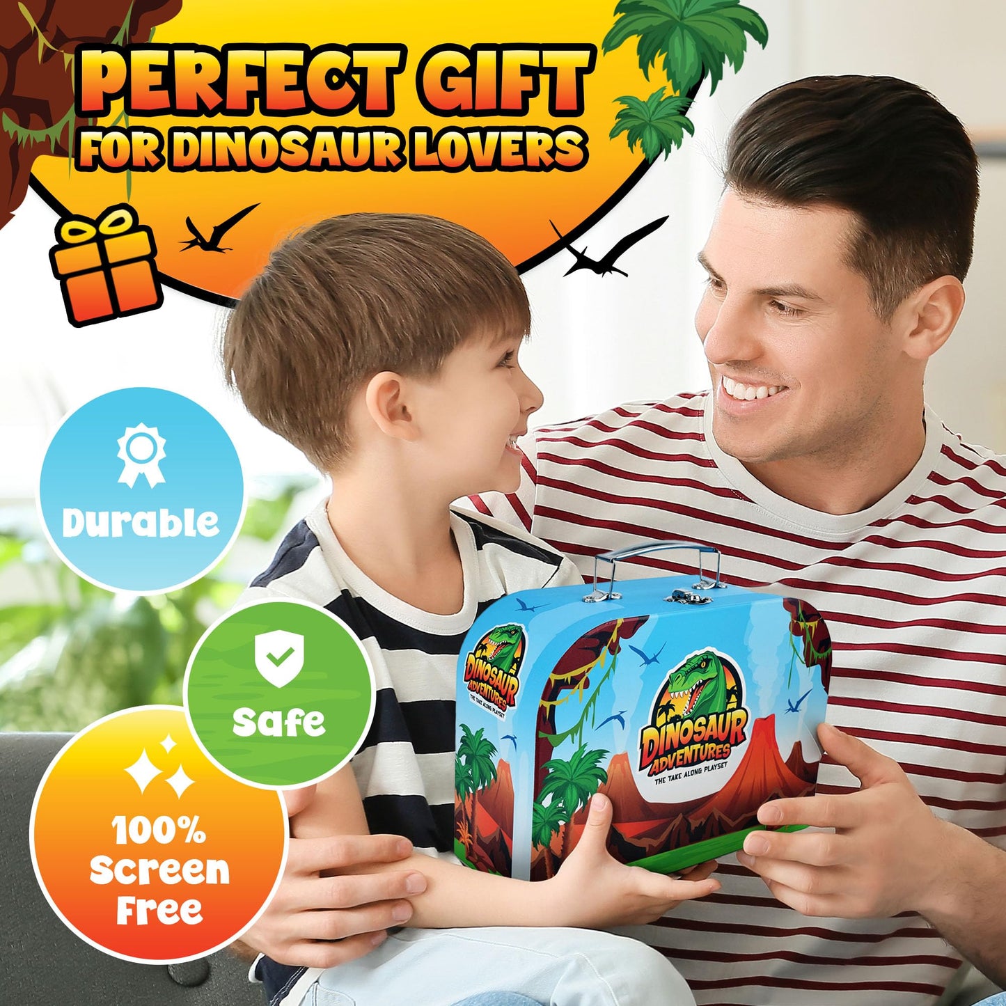 Team Power Dinosaurs Carry Case Set - With Play Scenery Inside, 8 Dinosaur Figures & 2 Volcanic Landscape | Toddler Toys| Dinosa