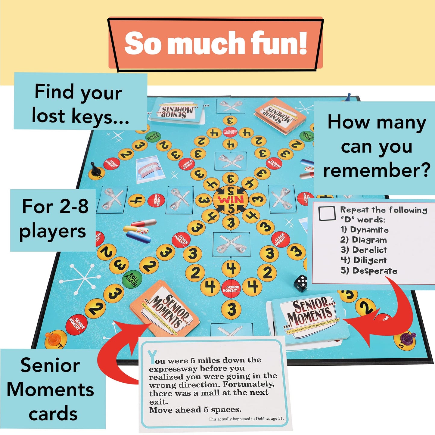 TDC Games Senior Moments Board Game - Medium Multi Color, Paper, Model 1700