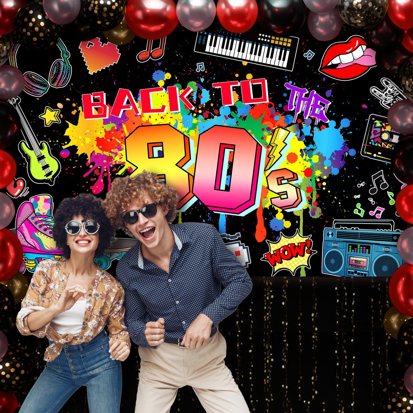Avezano 80s Party Decorations Back to The 80s Banner 80s Backdrop 1980 Birthday Party Decoration Retro Graffiti Hip Hop 80s Pa