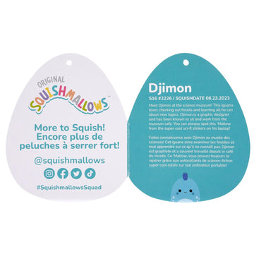 Squishmallows 16-Inch Djimon Blue Iguana Plush - Official Jazwares Soft Toy for Kids and Collectors