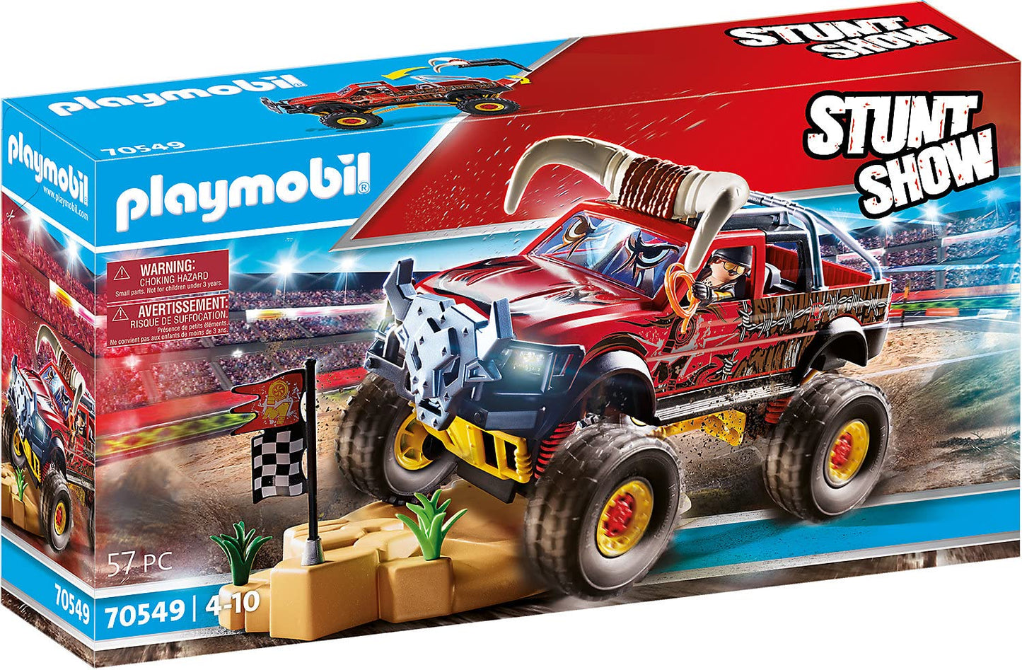 Playmobil Stunt Show Bull Monster Truck - 51.5x28.4x12.4 cm, Multicolor, Plastic, Model 70549