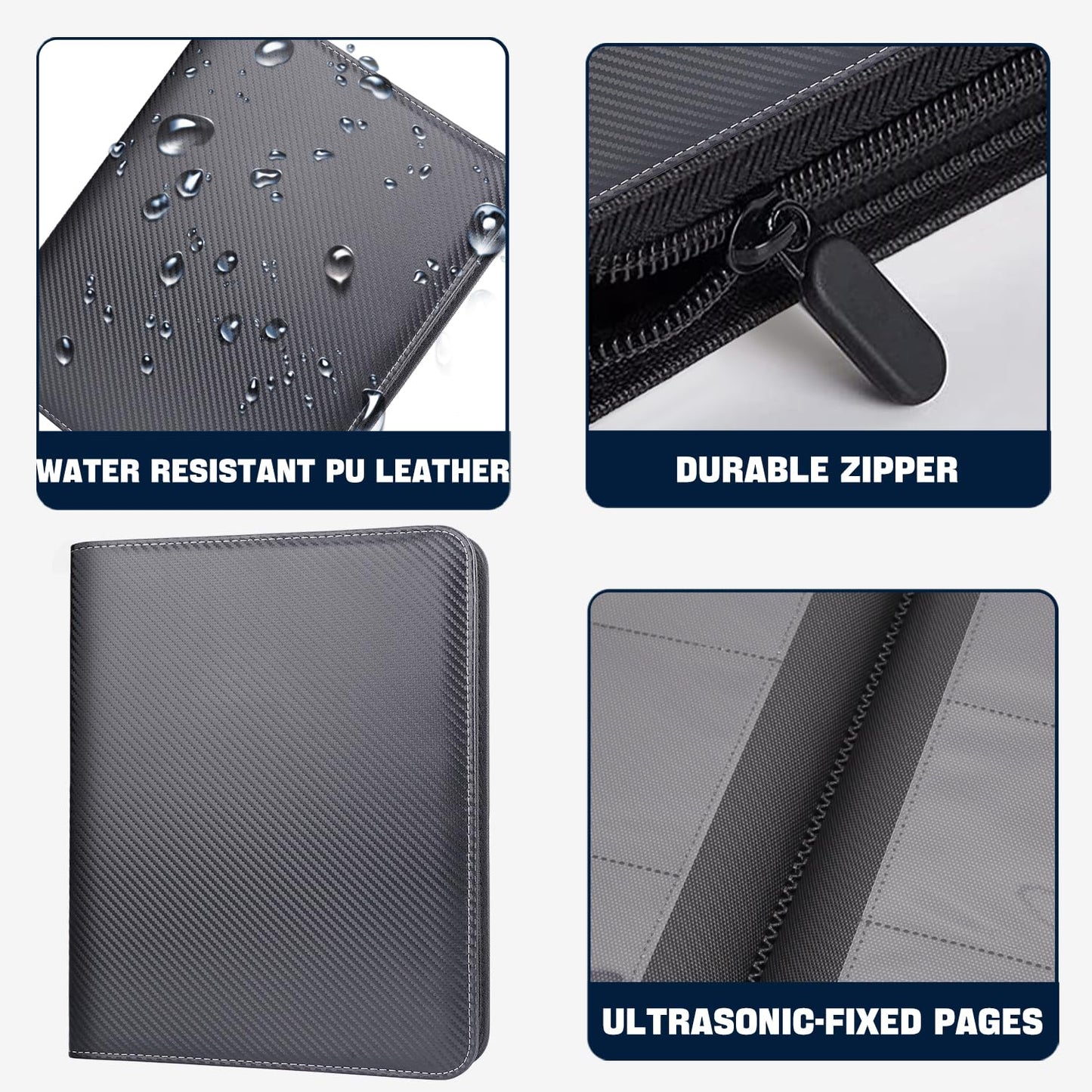 HESPLUS 1000+ Pockets Trading Card Binder  16 Pocket Ringless Card Binder Album Folder - enhanced Side Loading Zip Binder for Yu-Gi-Oh  TCG  Sports  Game Trading Cards -Black