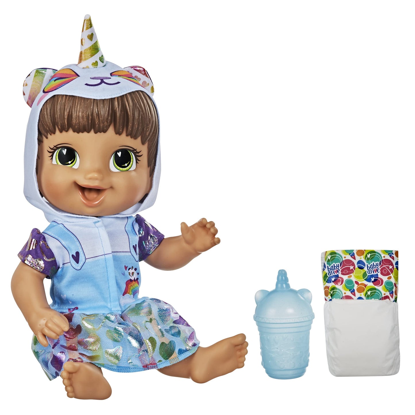 Baby Alive Tinycorns Doll, Panda Unicorn, Accessories, Drinks, Wets, Brown Hair Toy For Kids Ages 3 Years And Up