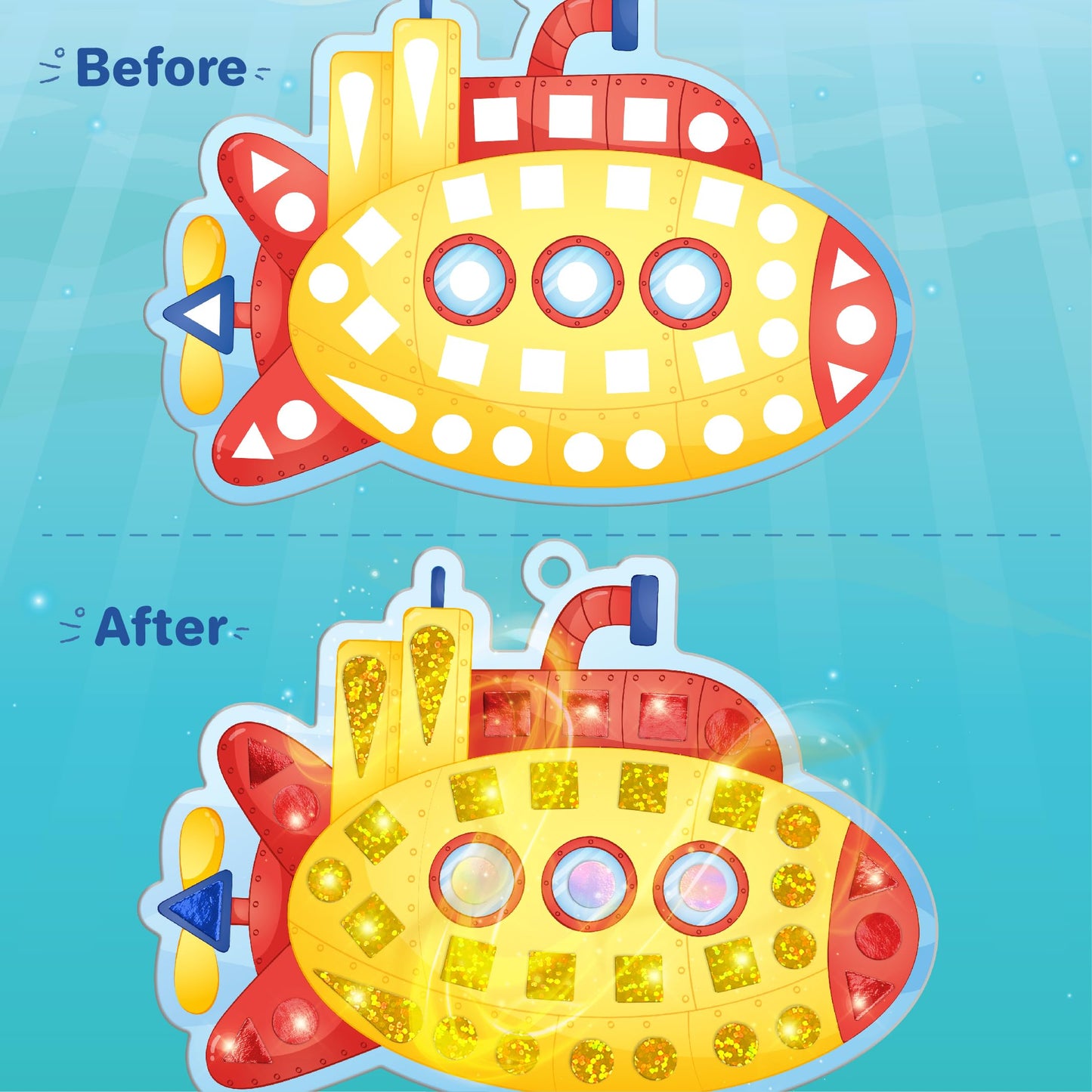 Imagimake Mirror Mosaic Ocean Themed Kids Art Set | DIY Craft Kit | Foil Stickers for Kids | Birthday Gift for Girls and Boys Ag