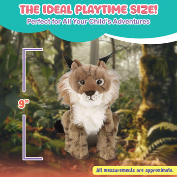 Forest & Twelfth 9'' Stuffed Lynx Plush, Heirloom Collection Stuffed Animal, Premium Materials, Best Gift For Kids Age 3+, Nurse