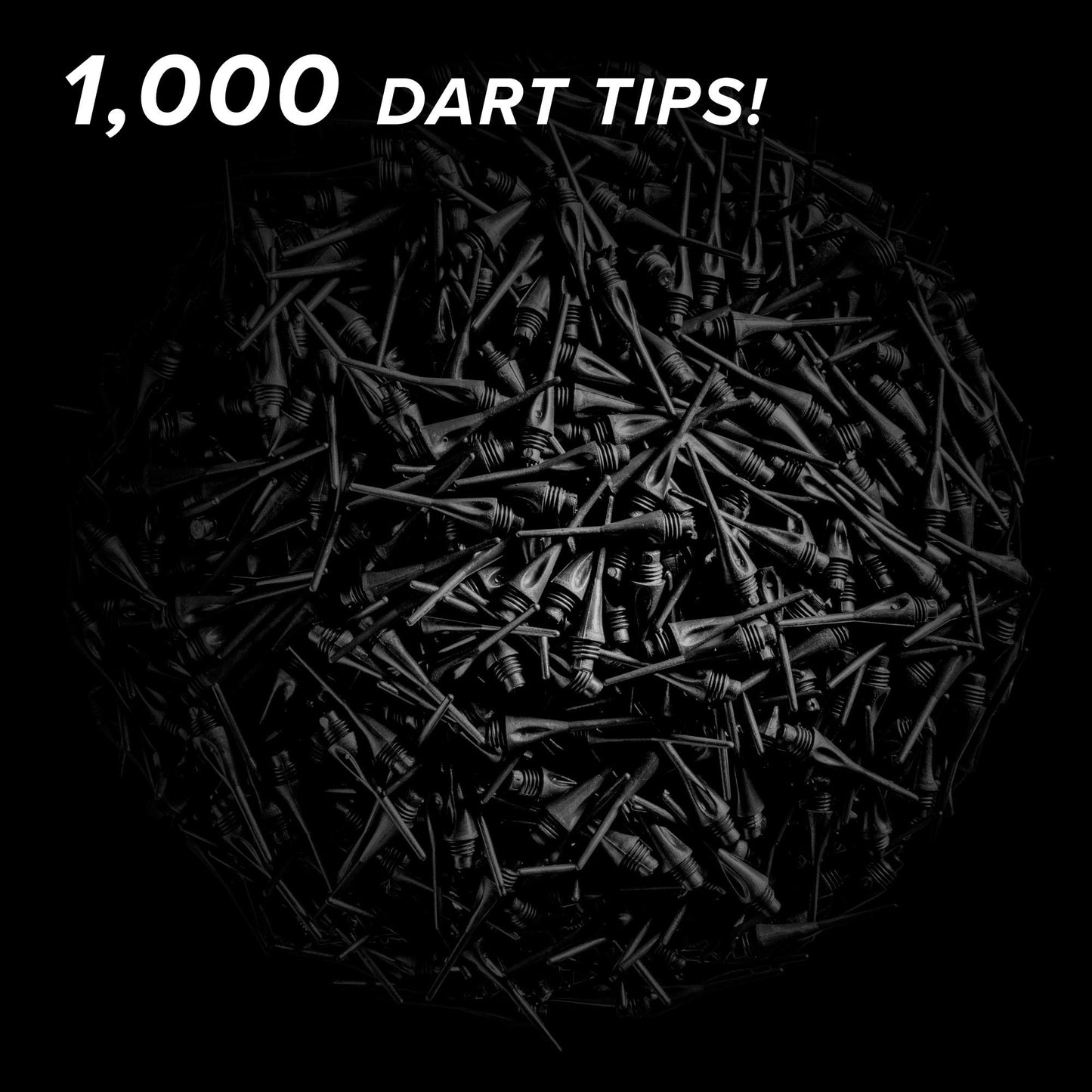 Viper Dart Accessory - Diamond 1/4" Thread Soft Tip Dart Points, Black, 1000 Pack, Model 37-1615-01, Plastic