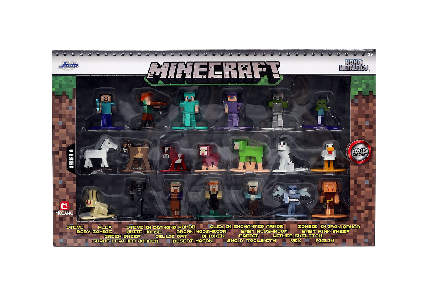 Jada Toys Minecraft 1.65'' Die-Cast Metal Collectible Figurine 20-Pack Wave 6, Toys For Kids And Adults, White