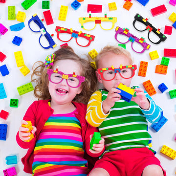 Hxezoc 12 Pcs Diy Building Bricks Glasses Building Blocks Games For Kids Creative Building Block Glasses Party Favors, Carnival Birthday Party, School Games Supplies