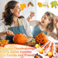 JellyArch 48 Pcs Autumn Thanksgiving Party Game Spoon Relay Race Toy Set, Pumpkin Maple Leaves Fall Themed Ball and Spoon Race G