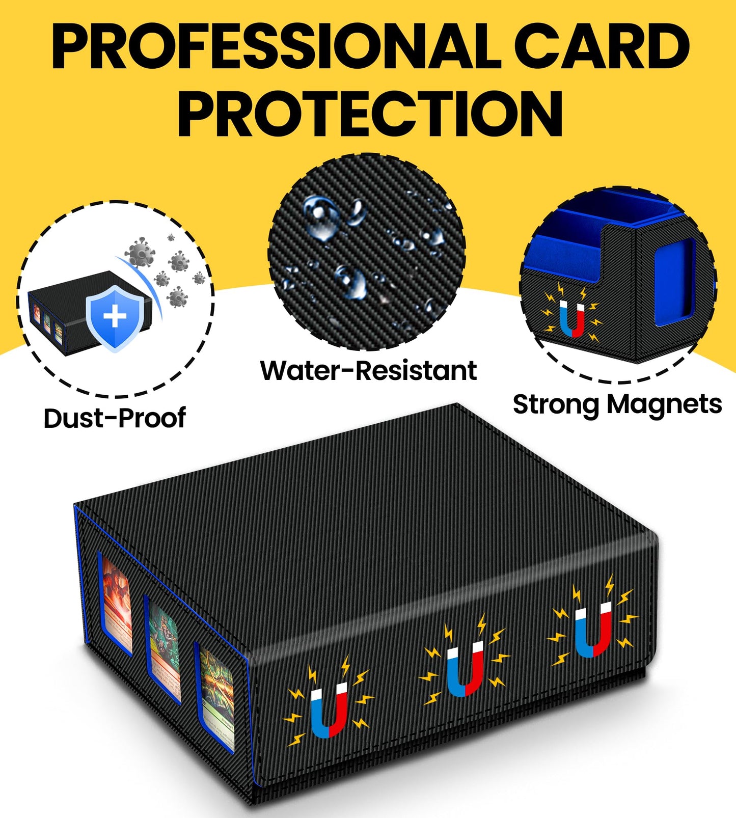 Newloop Trading Cards Storage Box - 6-Window Display 2400+ Tcg Commander Deck Case Pkm With 6 Card Holders For Magic The Gatheri