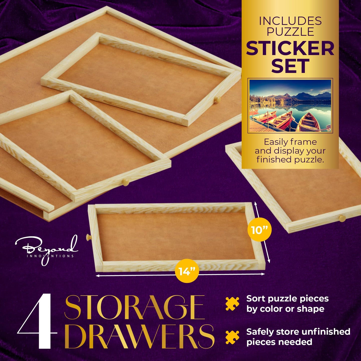1000 Piece Wooden Jigsaw Puzzle Board - 4 Drawers, Non-Rotating Puzzle Table | 30    X 22    Jigsaw Puzzle Tables | Plastic Cove