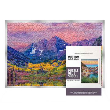 11.25X38.25 Puzzle Frame Kit With Glue Sheets | Silver Modern Picture Frame | Real Wood With Uv Resistant Acrylic Front | Made T