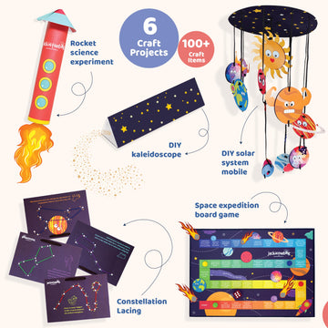 Jackinthebox Space Science 6-In-1 Craft Kit Gift For Child Ages 6-10, Solar System Science Kit For Child, Space Toys For Child, Easy Diy Stem Toy For Boys And Girls Ages 6 7 8 9 10