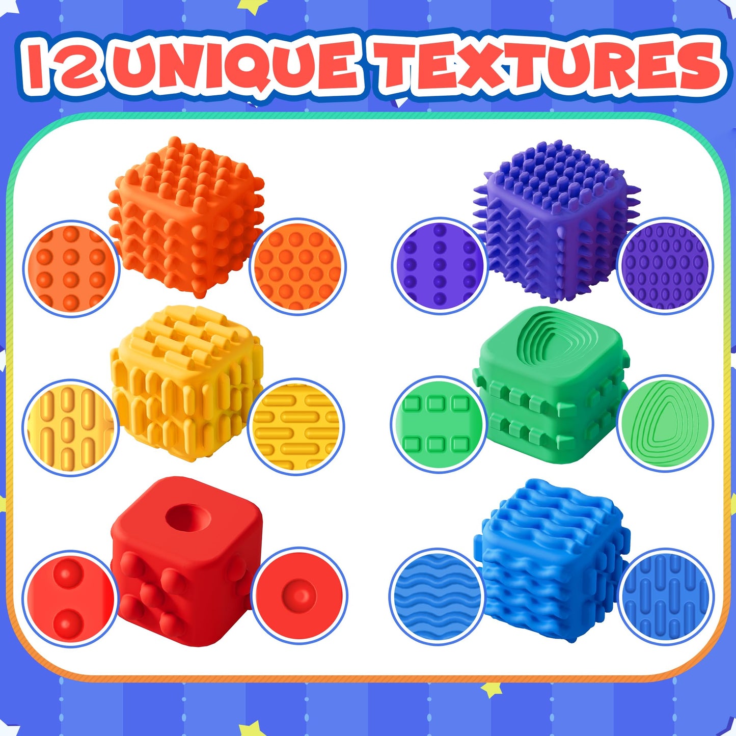 Fidget Cube Toys For Kids Adults Textured Silicone Sensory Cubes Quiet Fidgetstoys For Autism Adhd Teen Silent Office Stress Toy