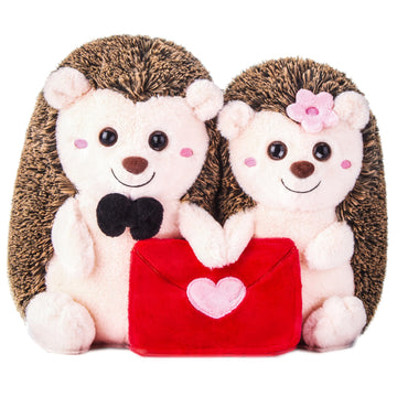 Ikasa Pair Of Hedgehog Stuffed Animal Couple Plush Toy With Heart For Valentine Day,Cute 8   Small Soft Toys,Valentines Gifts Fo