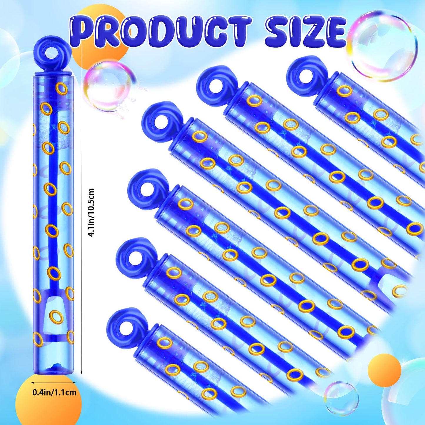 Rotatingpals 32 Pcs Blue with Gold Ring Print Bubble Wands Bubbles Party Favors for Summer Activity Birthday Gifts School Prizes