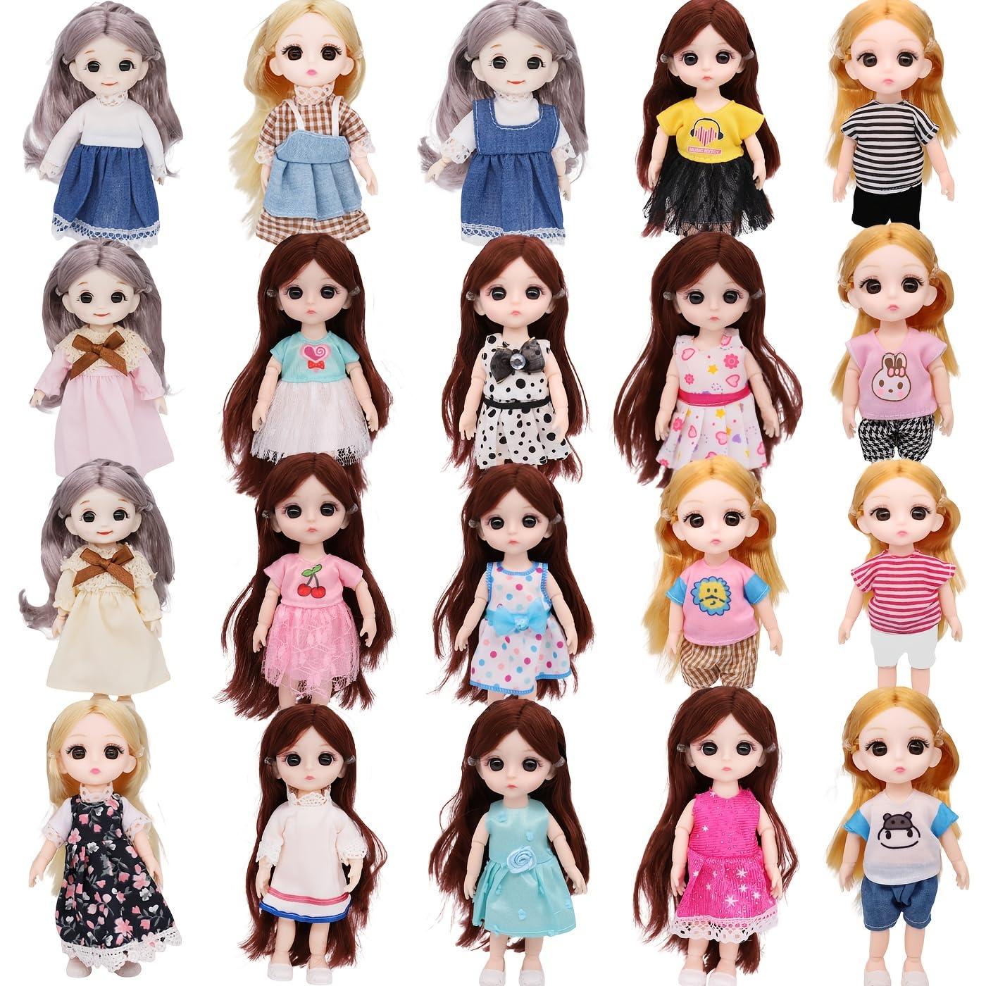 20 Sets 6 inch Chelsea Doll Clothes Accessories 15 Dresses 5 Outfits for Kids Christmas Birthday Gifts