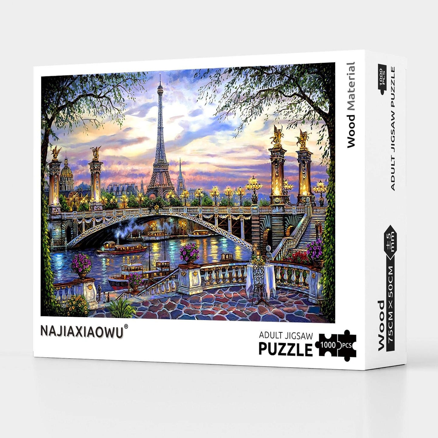 1000 Pieces Puzzles for mature-themed Wooden Jigsaw Puzzle 1000 Piece Puzzle mature-themed Children Elderly Puzzle Flower Eiffel Tower Paris Bridge Puzzle Gift for Mom Dad Family Friend Home Decor Wall Art 29.5x20IN
