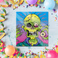 Outus Pin The Eyeball On The Zombie Halloween Party Game, Zombie Game Poster With 24 Pieces Zombie Eyeballs Stickers And 6 Pieces Black Eye Mask