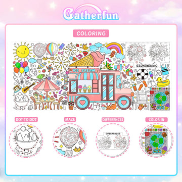 Giant Coloring Poster For Classroom Wall - Versatile 31.5 X 72 Inches Summer Activity Poster/Table Cover, School Parties, Summer