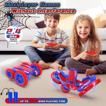 Spider Remote Control Car for Kids - 2.4Ghz Fast RC Stunt Cars, 360 Rotating 4WD RC Crawler with Lights, Rechargeable Car Toy fo