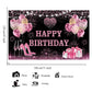 YinQin 180x120 cm Pink Gold Happy Birthday Backdrops Cloth 71x47 in. Birthday Photography Backgrounds Glitter Black Rose Gold Bi