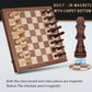 2 In 1 Magnetic Chess Set & Checkers Board Game, 15'' Wooden Folding Chess Board With 2 Extra Queens, Portable Travel Chess Set