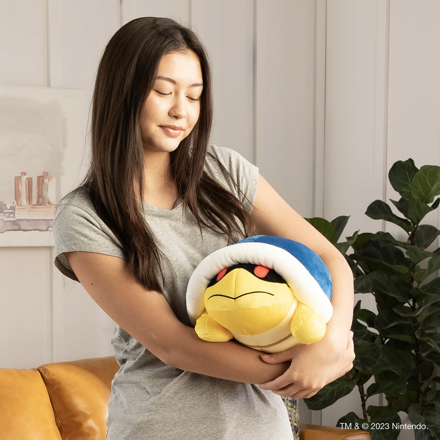 Club Mocchi Mocchi Buzzy Beetle Plush - 15 Inch Multi Colored Fabric Toy - Super Mario Gaming Decor and Collectible