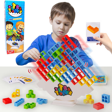 Wownova 32Pcs Tetra Tower Stacking Building Balance Block Game Toys For Kids, Adults & Family Game Night, Balancing Blocks Board Games Stacking Fun Toy For Children, Teens, Adults, Friends, Parties