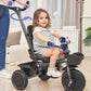 KRIDDO 7-in-1 Tricycle Stroller for Toddlers 18 Months to 5 Years, Adjustable Push Handle, Rotatable Seat, Cup Holder and Retrac