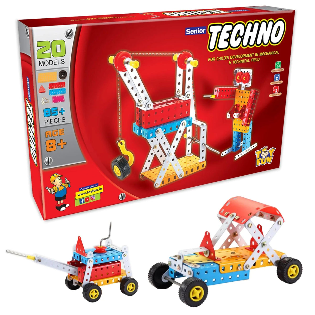 Yuiop  Little Engineer Sr Techno  Construction Set For Kids  Classic 20 Models  85+ Pieces