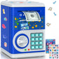 Dark Blue Piggy Bank For Kids With Password Code Lock And Auto Grab Bill Slot, Philaeec Real Money Cash Coin Can Saving Box Elec