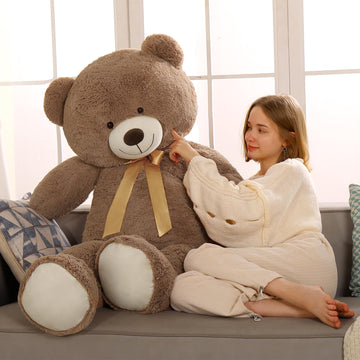 Tezituor Big Teddy Bear 5 Feet,Giant Teddy Bear Stuffed Animal 59 Inches,Human Size Teddy Bear For Girlfriend,Boyfriend,Beige Teddy Bear For Valentines Day,Chrismas,Birthday