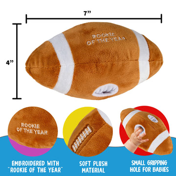 Playbees Baby Football Plush Rattle - Baby Boy Stuff For Gifts, Toddler Football Toys, Baby Rattles & Plush Rings, Engaging Lear