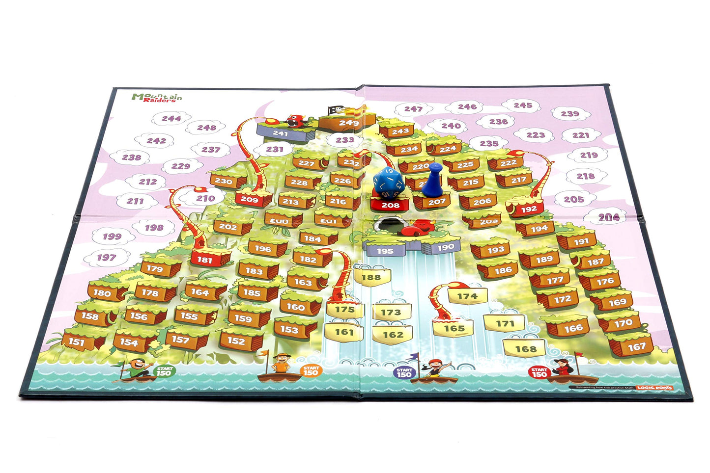 Logic Roots Mountain Raiders Addition Game - Fun Math Board Game For 7-9 Year Olds, Easy Start Stem Toy With Addition Of 2 & 3 Digit Numbers, Perfect Learning Gift For Girls & Boys, Grade 2 And Up