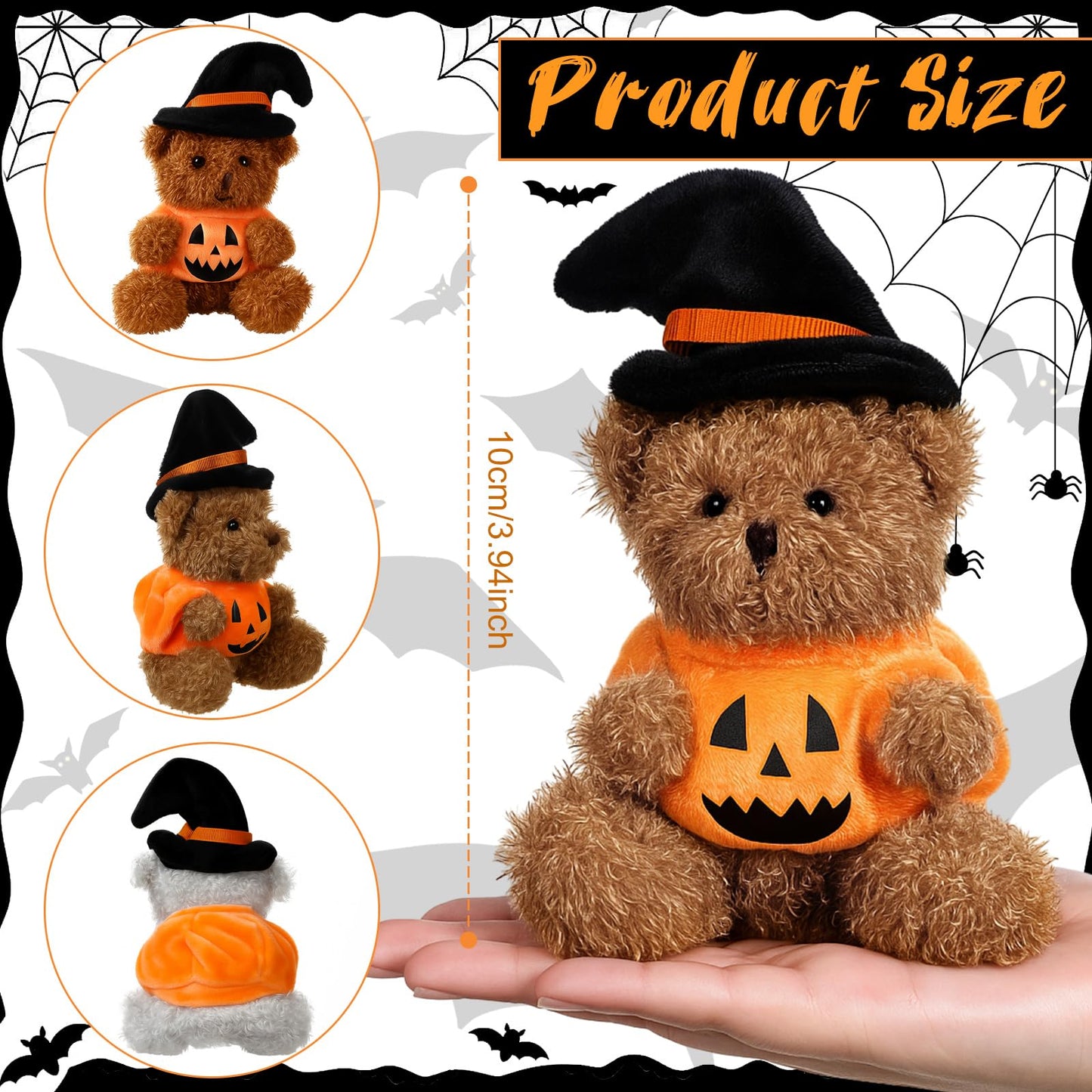 Liliful 20 Pcs Halloween Bear Bulk Mini Animals Bear with Pumpkin and Witch Hat Halloween Stuffed Gifts for Party Decorations