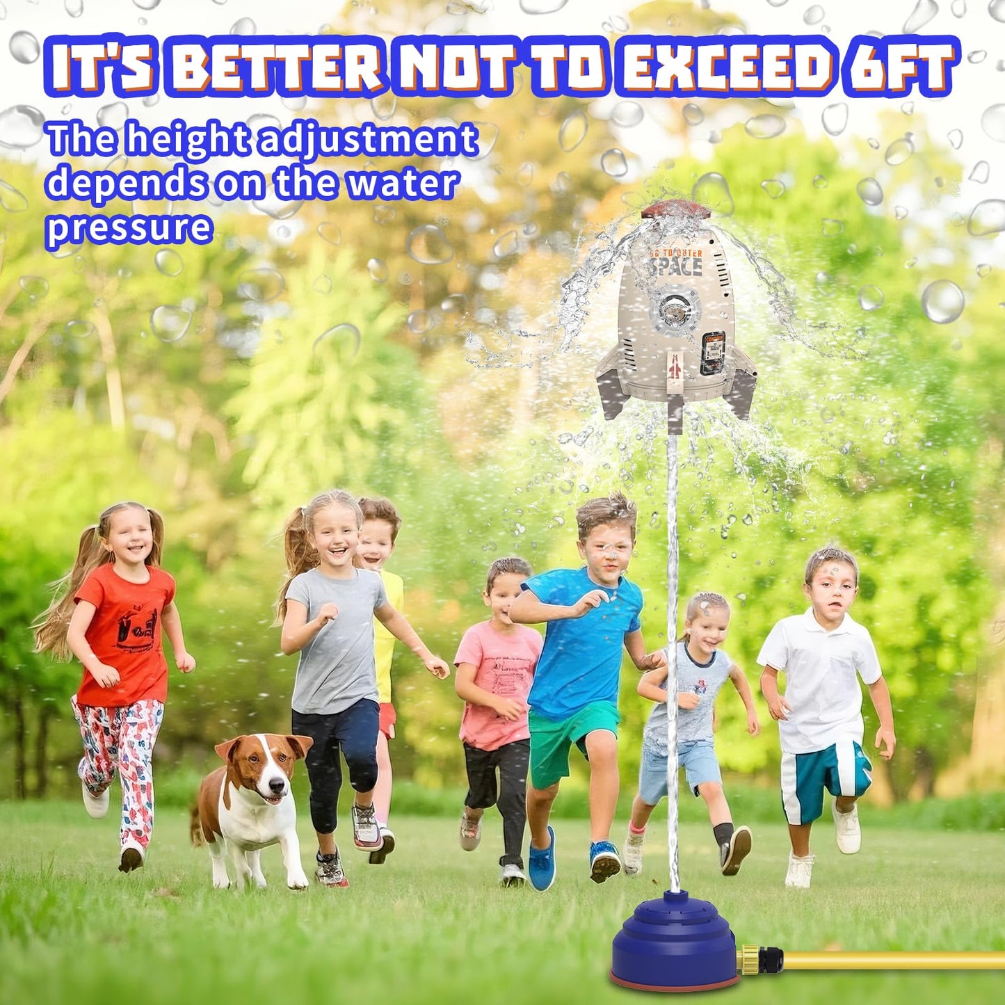 Sprinkler Rocket Launcher Toys For Kids - Outdoor Water Toys Water Splash Rocket, Summer Garden Lawns Water Toys Spray 360-Degre