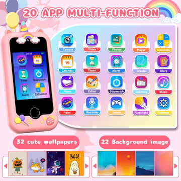 Kids Smart Phone for Girls, Birthday Gifts for Kids Age 3-12, Toddler Smart Phone Learning Educational Toy Pretend Play Phones w