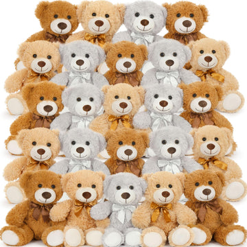 MaoGoLan 30Pcs Bulk Teddy Bears Stuffed Animals Baby Shower, Soft Small Stuffed Teddy Bears in Bulk, 13.5'' Cuddly Mini Teddy Be