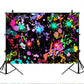 Avezano Neon Glow Abstract Graffiti Backdrop Paint Splatter Glow Party 80S 90S Themed Birthday Background Colorful Glow In The D