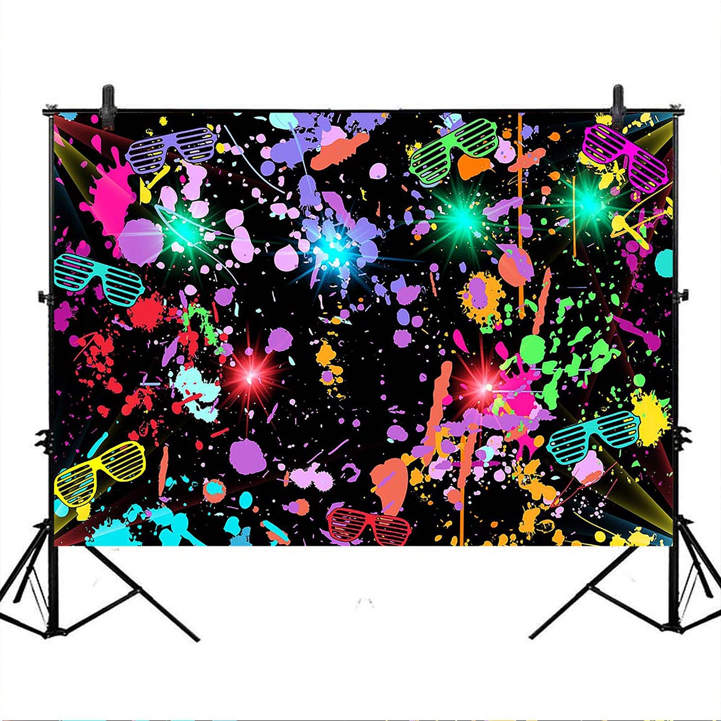 Avezano Neon Glow Abstract Graffiti Backdrop Paint Splatter Glow Party 80S 90S Themed Birthday Background Colorful Glow In The D