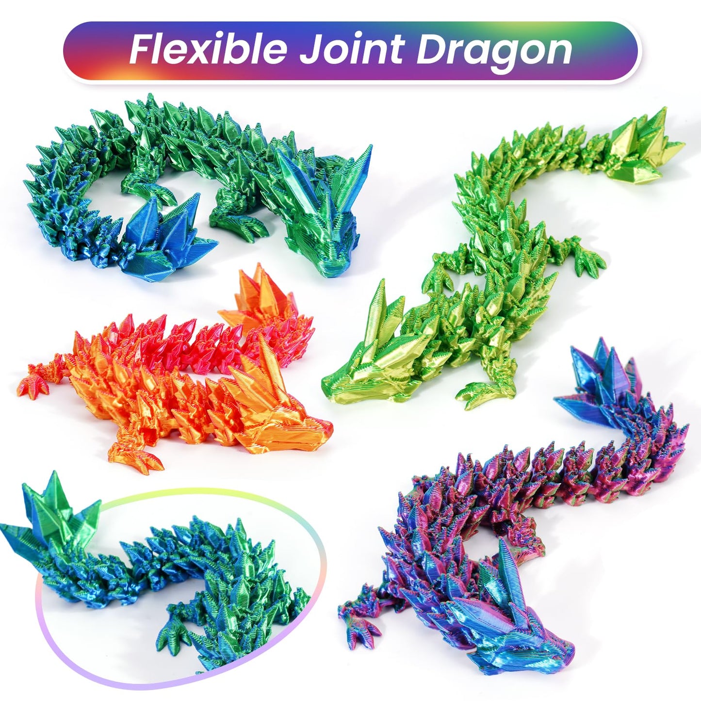 4Pcs 3D Printed Dragon Eggs With Dragon Inside, Mini Mystery Dragon Egg Articulated Crystal Dragon Fidget Toy, Surprise 3D Print