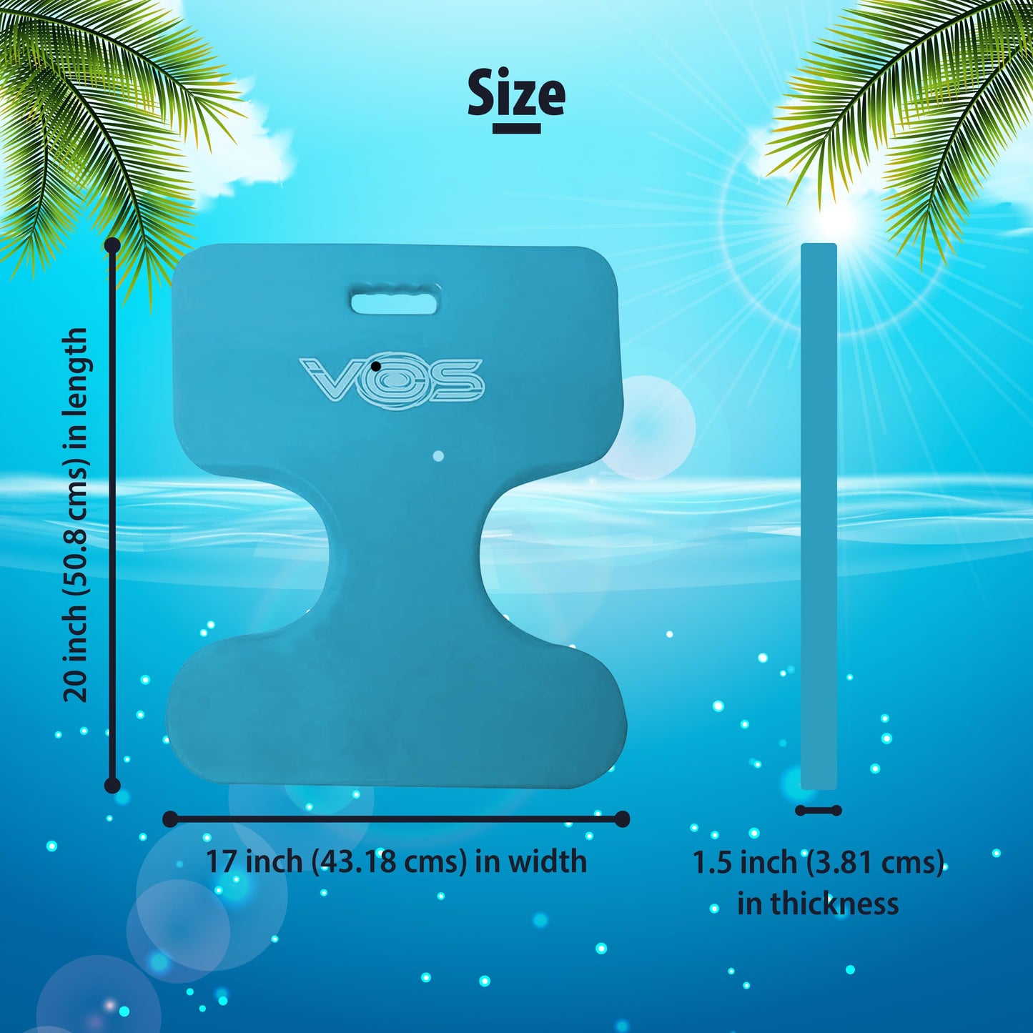 VOS Oasis enhanced Water Solid Saddle Floats - Ultra Buoyant  Comfortable Floating Seats for Pool  Beaches  Lakes  Water Parks | Pack of 2 (Barrier Blue)