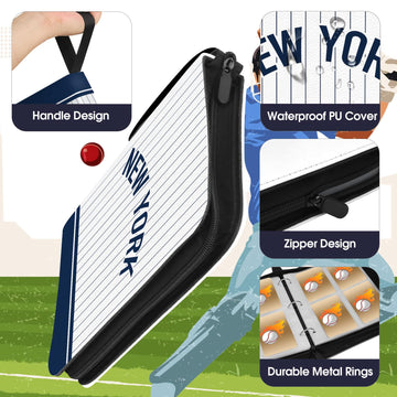 Baseball Card Binder With Sleeves 400 Pocket, Baseball Card Holder For Trading Cards Baseball Collector Album New York Sports Ca