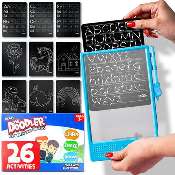Bunmo Doodle Board + 26 Unique Templates - Draw, Color & Write With Insertable Tracing Templates - Learn To Write Letters & Numbers - Creative Fun - Kids Drawing Tablet For Kids - Kids Drawing Board