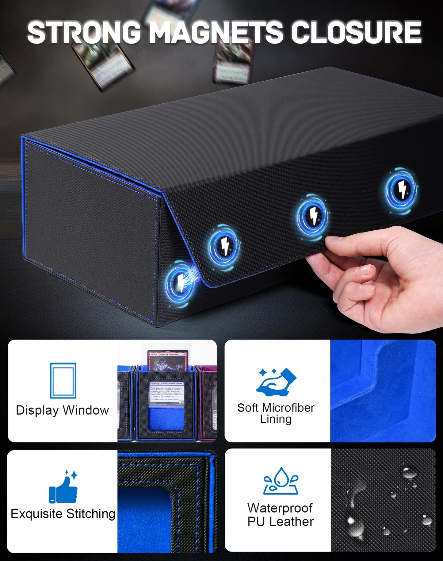 Zlca Mtg Deck Storage Box 5 In 1, Deck Case With 4 Pcs Small Commander Card Box, Large Card Case For Tcg Magic Sports Game(Black