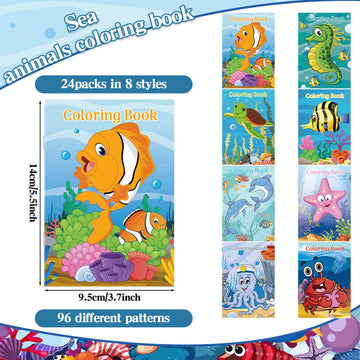 Jutom 24 Pcs Sea Ocean Animals Coloring Books Bulk for Kids Adults Relaxation Christmas Gifts DIY Coloring Book Party Favors for