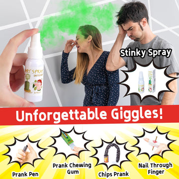 Wookidel Prank Stuff - 35 Fun Pranks for Kids, Ideal for April Fools, Halloween, Birthdays - Yellow, 10.23 x 6.69 x 3.